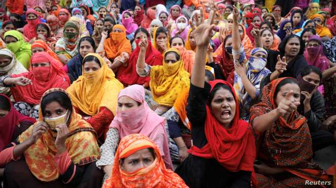 Garment workers protest for higher wages in Dhaka